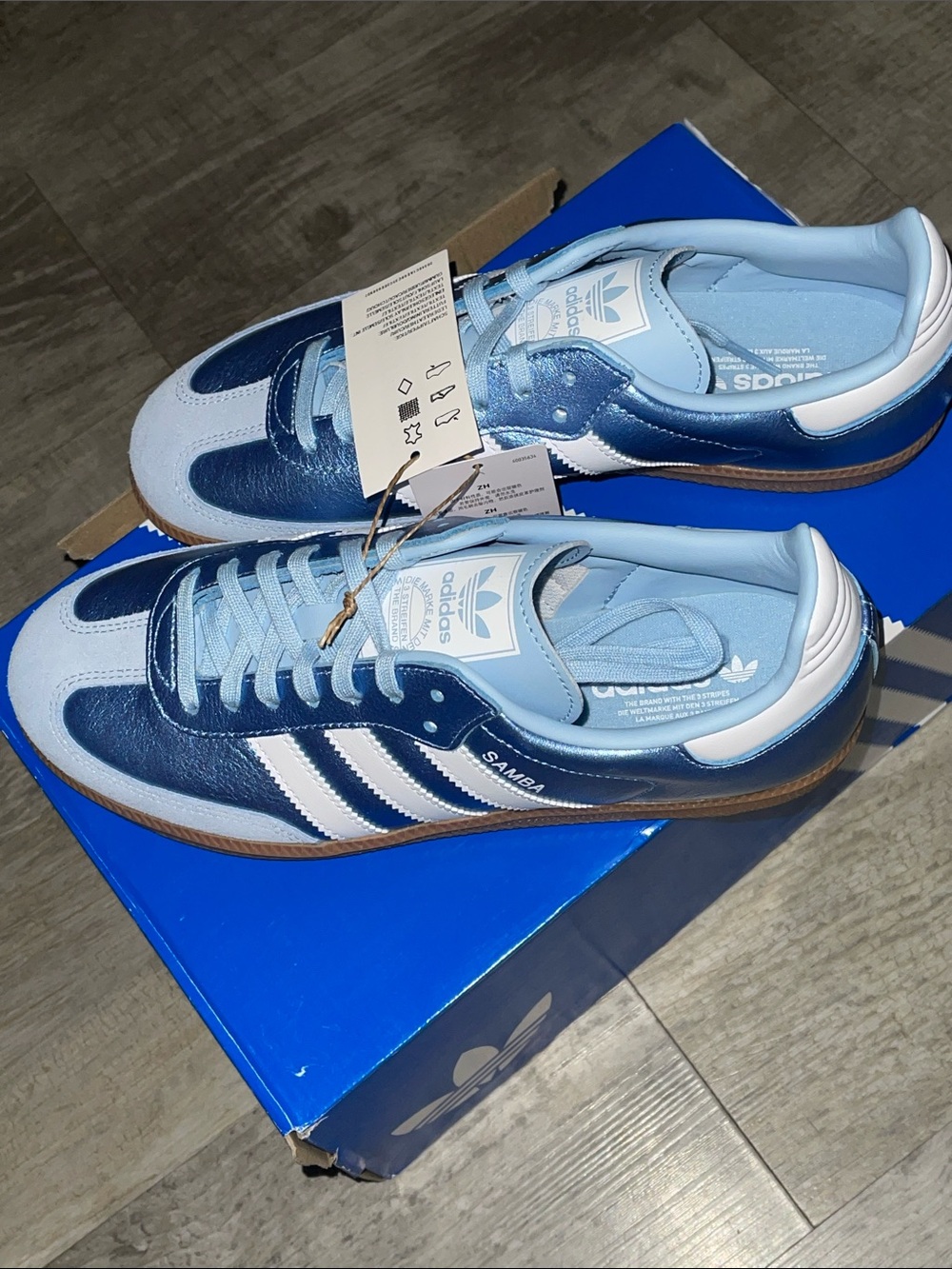 Adidas NWT NEW Samba OG J Metallic Light Blue & White Womens Sneakers size 7 - Picture 6 of 16